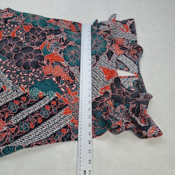 Label Rachel Roy Women's Floral Short Sleeve Tie Front Textured Blouse Size M - Picture 9 of 11